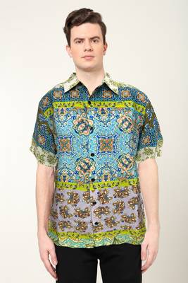 Men's polyester floral placement printed regular shirt (multi) 1