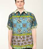 Men's polyester floral placement printed regular shirt (multi)