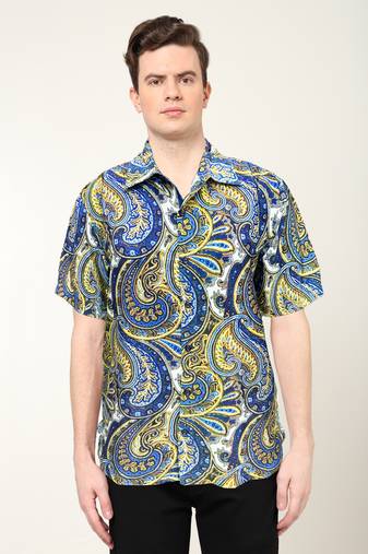 Men's polyester abstract printed regular shirt (multi)