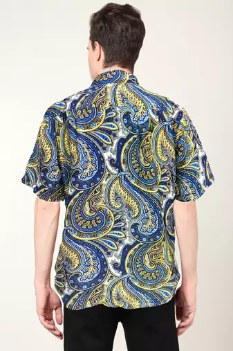Men's polyester abstract printed regular shirt (multi)