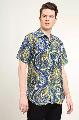 Men's polyester abstract printed regular shirt (multi)