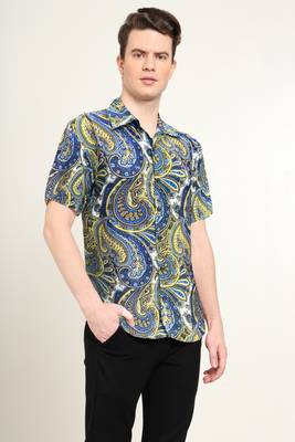 Men's polyester abstract printed regular shirt (multi) 4