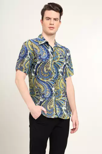 Men's polyester abstract printed regular shirt (multi)