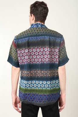 Men's polyester placement geomatrical printed regular shirt (multi) 2