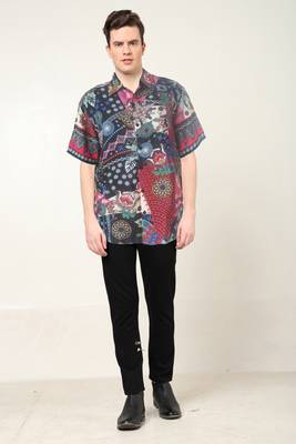 Men's polyester abstract printed regular shirt (multi) 1