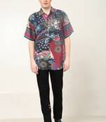 Men's polyester abstract printed regular shirt (multi)