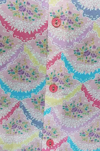 Men's polyester floral printed regular shirt (pink)