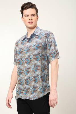 Men's polyester floral printed regular shirt (multi) 1