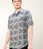 Men's polyester floral printed regular shirt (multi)