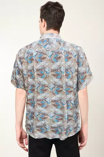 Men's polyester floral printed regular shirt (multi)