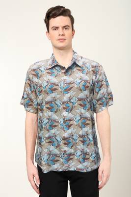 Men's polyester floral printed regular shirt (multi) 3