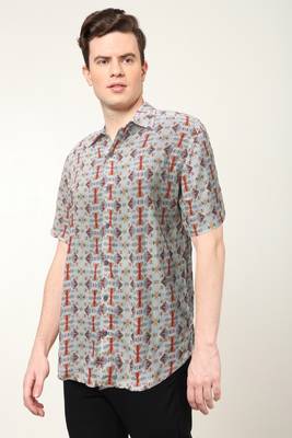 Men's polyester geomatrical printed regular shirt (multi) 1