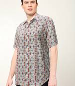Men's polyester geomatrical printed regular shirt (multi)