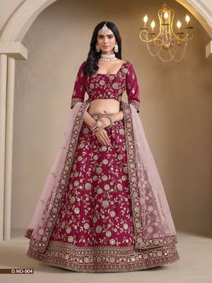Red Silk Floral Embroidered Lehenga Choli for Wedding 1