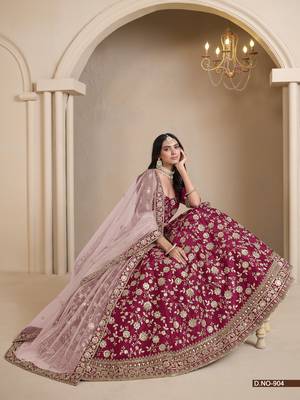 Red Silk Floral Embroidered Lehenga Choli for Wedding 2
