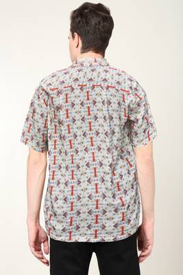 Men's polyester geomatrical printed regular shirt (multi) 2