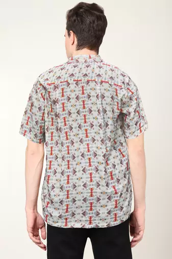 Men's polyester geomatrical printed regular shirt (multi)
