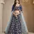 Navy blue art silk designer lehenga with blouse
