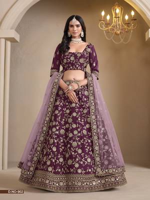 Maroon Art Silk Designer Lehenga With Blouse 1