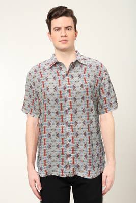 Men's polyester geomatrical printed regular shirt (multi) 3
