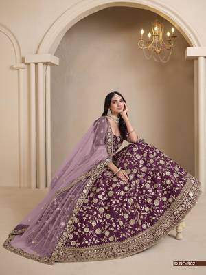 Maroon Art Silk Designer Lehenga With Blouse 2