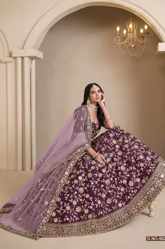Maroon Art Silk Designer Lehenga With Blouse
