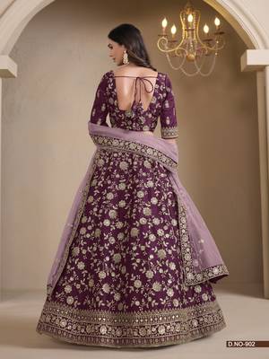 Maroon Art Silk Designer Lehenga With Blouse 3