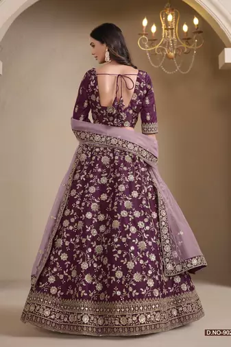 Maroon Art Silk Designer Lehenga With Blouse
