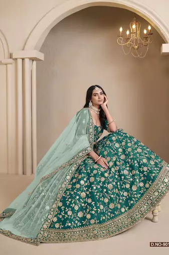 Green Art Silk Designer Lehenga With Blouse