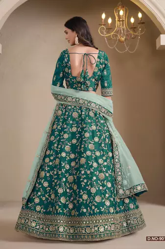 Green Art Silk Designer Lehenga With Blouse