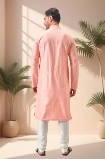 Pink art silk embroidery kurta pajama set