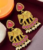 Gold-plated elephant shaped contemporary drop earrings