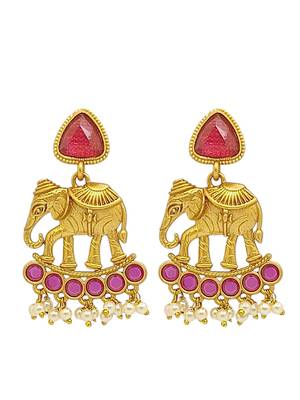 Gold-plated elephant shaped contemporary drop earrings 2