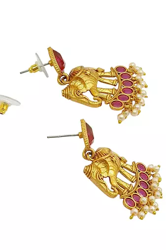 Gold-plated elephant shaped contemporary drop earrings