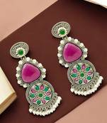 Silver-plated contemporary drop earrings