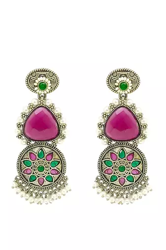 Silver-plated contemporary drop earrings