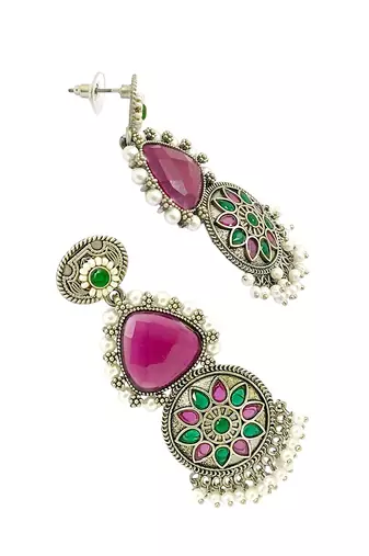 Silver-plated contemporary drop earrings