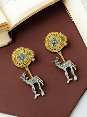 Gold-plated silver deer shaped contemporary drop earrings 1