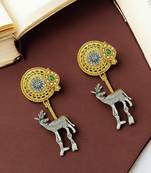 Gold-plated silver deer shaped contemporary drop earrings