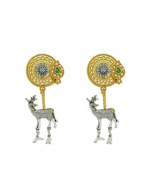 Gold-plated silver deer shaped contemporary drop earrings 2