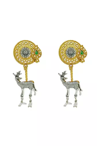 Gold-plated silver deer shaped contemporary drop earrings