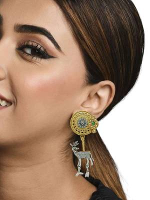 Gold-plated silver deer shaped contemporary drop earrings 3