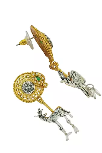 Gold-plated silver deer shaped contemporary drop earrings