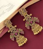 Gold-plated temple jhumkas earrings