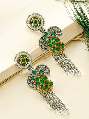 Silver-plated contemporary drop earrings 1