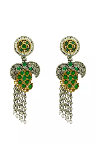 Silver-plated contemporary drop earrings