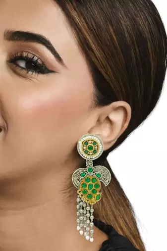 Silver-plated contemporary drop earrings