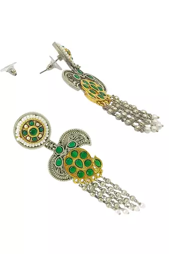 Silver-plated contemporary drop earrings