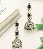 Silver-plated dome shaped jhumka earrings