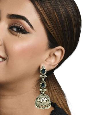 Silver-plated dome shaped jhumka earrings 3